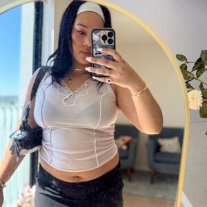 Elegant White Lace Top and Black Skirt Set